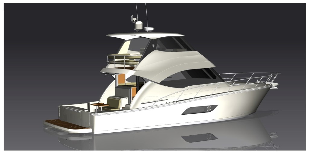 Currently under construction the new 50 Enclosed Flybridge will make her world debut in 2013 © Stephen Milne